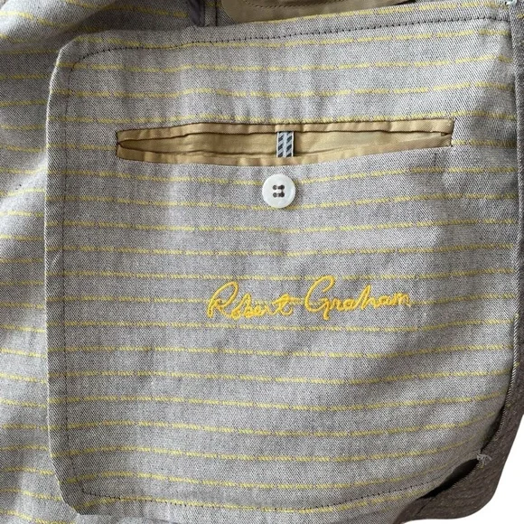 Robert Graham Blazer Sport Jacket Men’s 40 Khaki Beige Tailored Fit Polka Dots